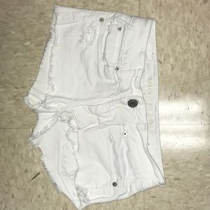 White jean shorts